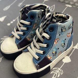 Kids High-Top Sneakers in Blue with Cartoon Print